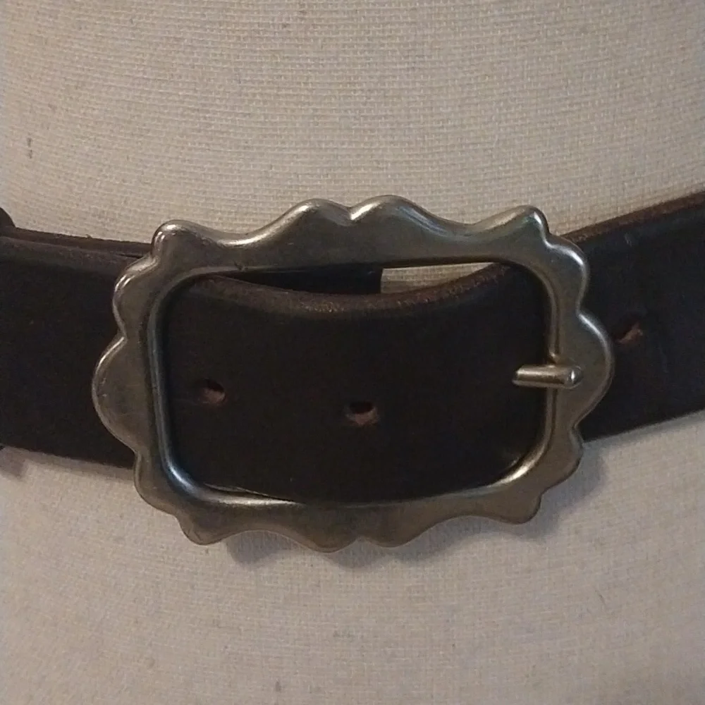 H Made in ltaly Women Genuine Leather Belt with Brass Buckle Size S Ornamental